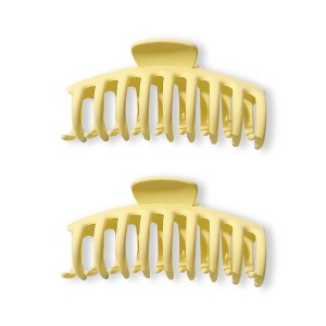 LA Glam Co. Matte 4" Casual Ladies Claw Clips - All Hair - 2-Pack - Lemon Yellow - 1 of 1