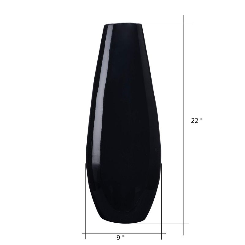 Villacera Handcrafted 22” Tall Black Bamboo Vase | Decorative Tear Drop Floor Vase for Silk Plants, Flowers, Filler Decor | Sustainable Bamboo, 2 of 9