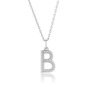 Bella Silver Sterling Silver, Rigid Design Initial 18" Pendant Necklace - 1 of 2