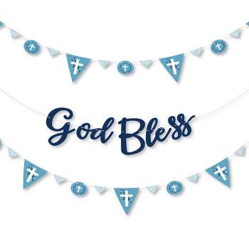 God Bless Blue Card Stock Banner  Baptism or Confirmation Decorations –  Swanky Party Box