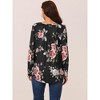 Seta T Women's Loose Fit Long Sleeve Casual Floral Printed Henley V Neck Tunic Tops - 4 of 4