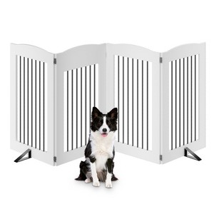 ROOMTEC Free Standing Dog Gate,4 Panel 32" Height Foldable Dog Fences Indoor, Pet Gate for Stairs,Doorways - 1 of 4
