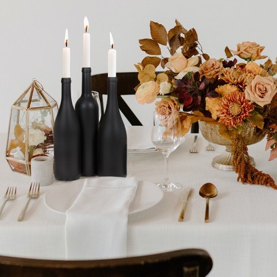 Cornucopia Black Matte Glass Wine Bottles with Corks, 3-Piece Set