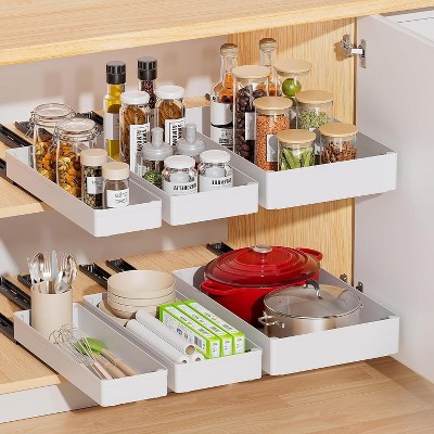 Pull Out Cabinet Organizer, Slide Out Drawer for Kitchen Cupboard, Extendable Shelf Storage,No Punch for Kitchen Cabinets