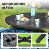 Captiva Designs 6pc Patio Dining Set with round steel table & Blue Sling Chairs & Navy Umbrella - 4 of 4