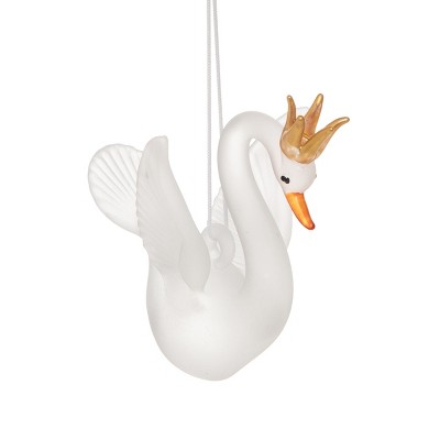 Gallerie II Swan Blown Glass Glass Holiday Christmas Xmas Ornament