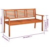vidaXL 3-Seater Patio Bench with Cushion, 59.1" Solid Eucalyptus Wood - 4 of 4
