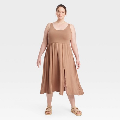 Fascinating Brown Rayon Cotton Party Wear Dress