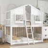 NicBex Twin over Twin Bunk Bed House Shape Wooden Bed Frame with Windows, Inclined Ladder and Full Length Guardrail, No Box Spring Required - 2 of 4