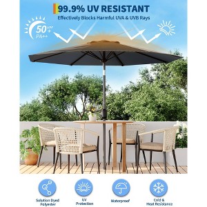 9FT Outdoor Table Patio Umbrella with Button Tilt and Crank Handle for Gardens, Patios, Backyards and Pools - 1 of 4
