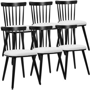 Bekrvio Windsor Dining Chair-Farmhouse Solid Wood Spindle Back Side Chair Mid-Century Modern Black Armless Kitchen Chair for Dining Room Restaurant - 1 of 4