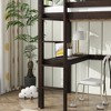 MATEERTY Twin Loft Wood Bed with Bulit in Desk Safety Guardrails Ladder Brown - 4 of 4