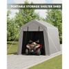 Outdoor Storage Shelter Shed, Heavy Duty Motorcycle Storage Sheds, Portable Tarp Shed with Roll-Up Door, Golf Cart Garage, Waterproof, Gray - 2 of 4