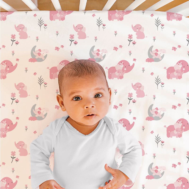 The Peanutshell Pink Elephant Crib Bedding Set, 3pc to 12 Pc, For Girls, 5 of 10