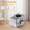 Cat Litter Box With High Sided Lid, Litter Mat & Scoop, Large Cat Litter Tray, Stainless Steel Kitty Litter Tray, Anti-Splashing Ca-t Toilet, Black - 3 of 4