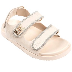 bebe Women's Adjustable Velcro Straps Sport Sandals with Rhinestone Trim and Logo Rivet - 1 of 4