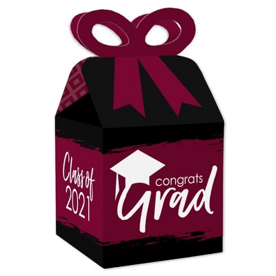 Big Dot of Happiness Maroon Grad - Best is Yet to Come - Square Favor Gift Boxes - 2021 Burgundy Graduation Party Bow Boxes - Set of 12