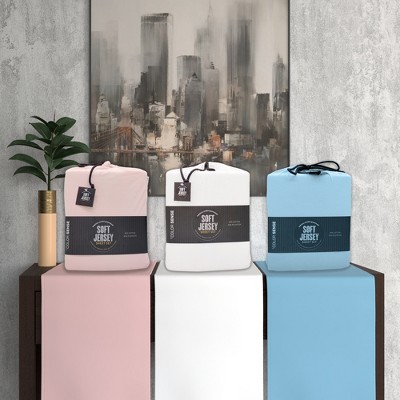 White Twin Cotton Blend Jersey Sheet Set