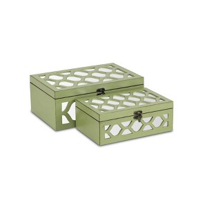 Cheung's Serapha Set of 2 Mirror Overlayed Boxes - Green - 1 of 4