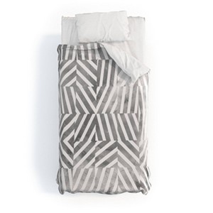 Optical Theme Emanuela Carratoni Duvet Cover Set Black/White - Deny Designs - 1 of 3