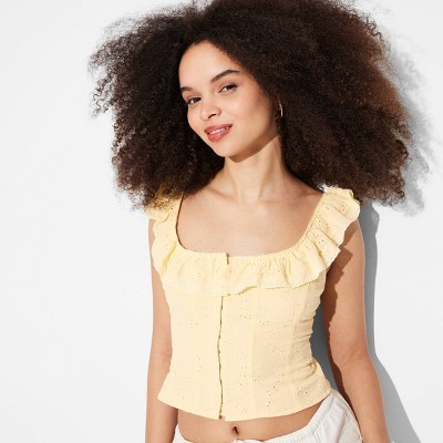 Women's Ruffle Eyelet Tank Top - Wild Fable™