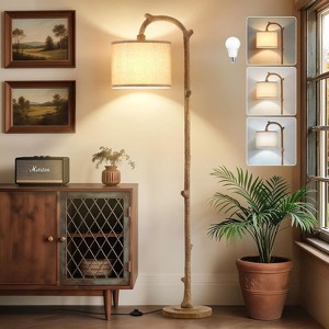 GTCLIGHTING Floor Lamp for Living Room - 69" Rustic Tall Lamp with 3 Color Temperatures- Resin Reading Standing Lamps for Bedroom Office Classroom - 1 of 4