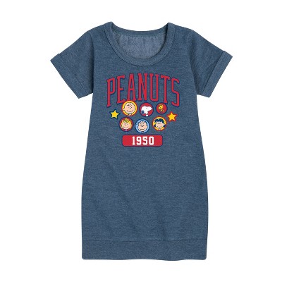 - Peanuts - Peanuts Crew Athletic Graphic Short Sleeve Fleece Dress