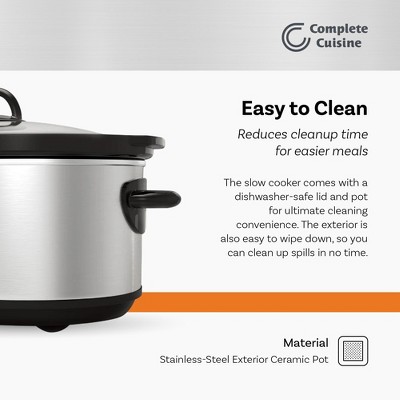 Complete Cuisine 7-Quart Stainless Steel Oval Slow Cooker