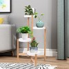 Artloge 3/4 Tier Bamboo Plant Stand Tall Corner Flower Pots Display Rack White Plant Holder for Garden Office Patio Living Room Decor - 2 of 4