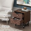 Famapy Brown Woodgrain Tall Boxed 2 Drawer Nightstand - 4 of 4