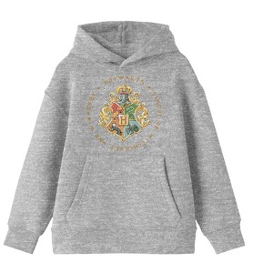 Harry Potter Hogwarts School Crest Boy's Heather Gray Sweatshirt - 1 of 2