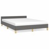 vidaXL Queen Bed Frame with Headboard, Dark Gray Fabric Upholstery, Durable Supportive Legs and Plywood slats - 3 of 4