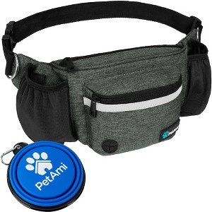 PetAmi Dog Fanny Pack, Pet Waist Belt Treat Pouch for Walking Training Hiking Running, Waste Bag Dispenser, Bottle Holder, Bowl, Pocket - 1 of 4