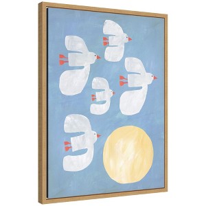 Kate and Laurel Framed Canvas Wall Art Print Seagulls by Alicia Abla, 18 x 24 Sylvie Natural Frame, Modern Contemporary, Abstract Art for Wall Decor - 1 of 4