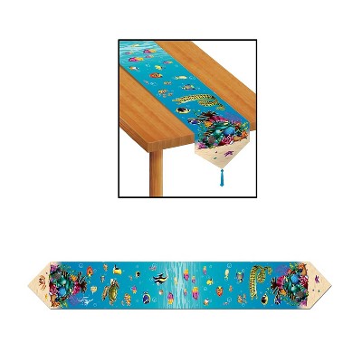 Beistle 11" x 6' Printed Under The Sea Table Runner Light Blue 4/Pack 57190