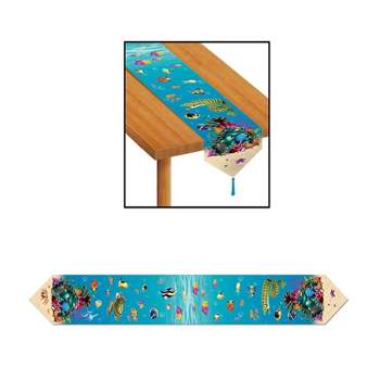 Beistle 11" x 6' Printed Under The Sea Table Runner Light Blue 4/Pack 57190