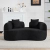Okak Boneless Cloud Floor Sofa Curved Loveseat with Pillows,Teddy Velvet Fabric Futon Couch for Living Room,Apartments - 2 of 4
