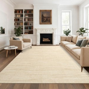 Modern Solid Washable Rug, Non Slip Stain Resistant Low Pile Soft Foldable Carpet for Living Room Bedroom Dining Office Dorm - 1 of 4