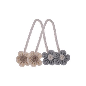 Unique Bargains Cute Flower Curtain Tie Cotton Linen 2 Pcs - 1 of 4