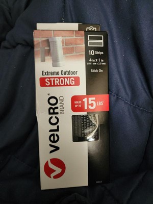 Velcro Brand Extreme Outdoor Fasteners, 1 x 4, Titanium, 10/Pack