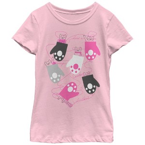 Girl's Lost Gods Christmas Kittens in Mittens T-Shirt - 1 of 3