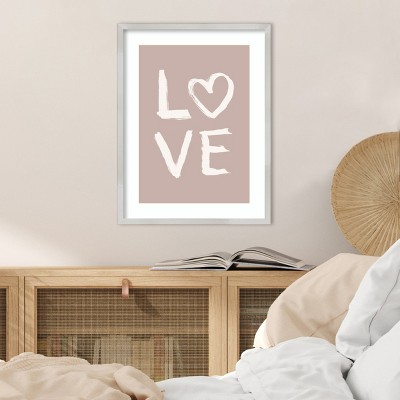 Light Pink and White LOVE Framed Wall Art Print