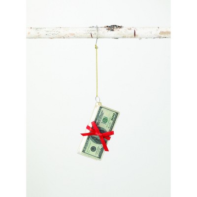 Sullivans Money with Bow Glass Ornament 4"H Multicolored