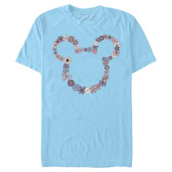 Men's Mickey & Friends Floral Mickey Mouse Logo Outline T-Shirt