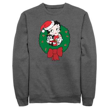 Men's Betty Boop Christmas Characters Wreath Sweatshirt