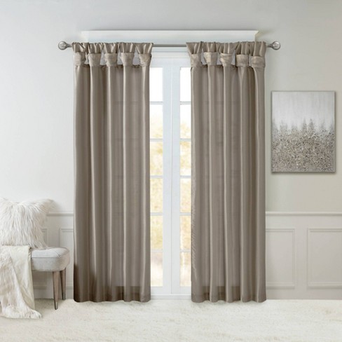 95x50 Lillian Twisted Tab Lined Light Filtering Curtain Panel Gray :  Target