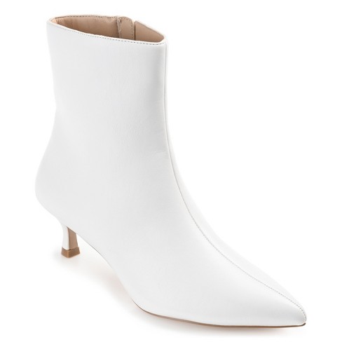 White high hot sale heeled booties