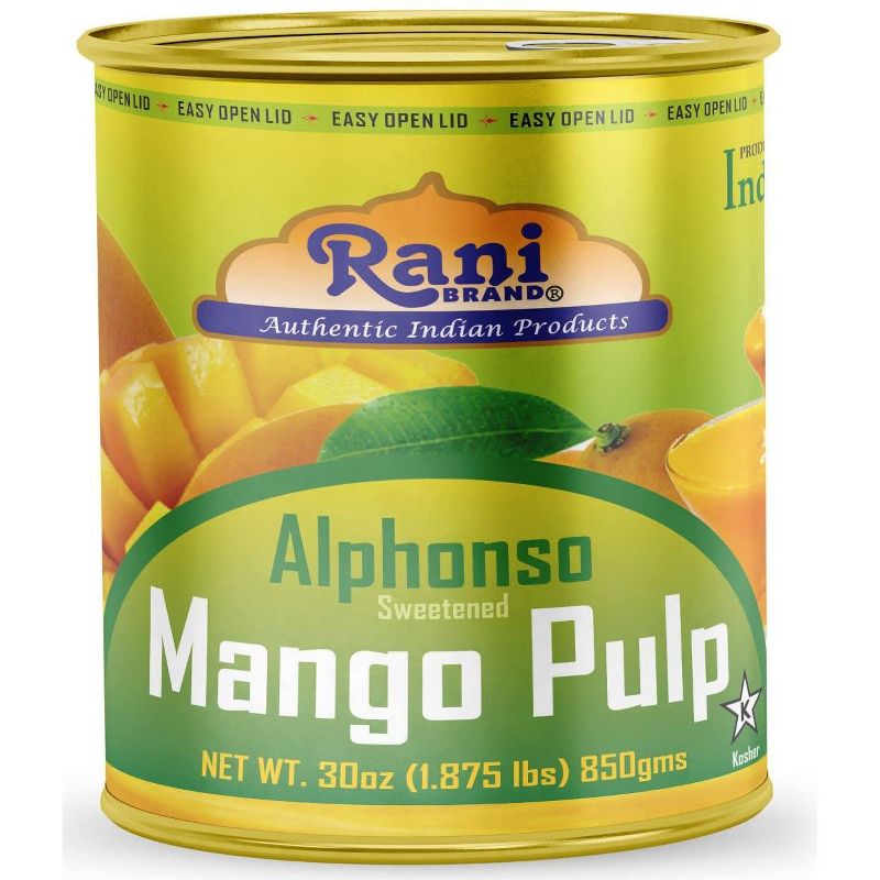 Mango Pulp Puree (Alphonso Sweetened) - 30oz (1.875lbs) 850g - Rani Brand Authentic Indian Products, 1 of 6
