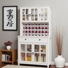 71" Pantry Storage Cabinet with Microwave Countertop, Freestanding Kitchen Hutch with 5 Glass Doors, 3 Shelves & Large Drawer - 2 of 4