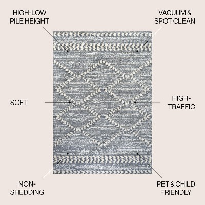 Modern Moroccan Trellis High-Low Gray 4' x 6' Area Rug